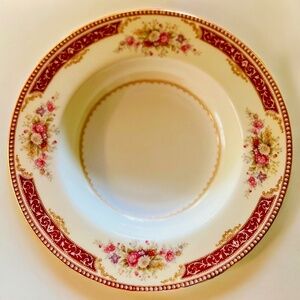 Set of 5 Noritake “Royal Ruby” Rim Soup Plates